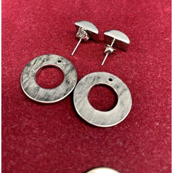 Quality Vintage Silver tone Earrings Channel Set Crystal Interchangeable Pierced - Picture 3 of 5